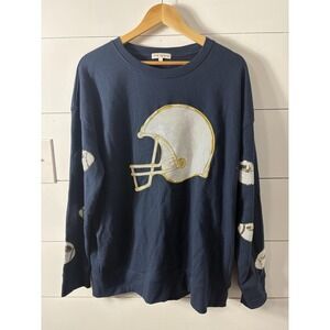 Jane Marie Sweatshirt Womens Large Football Helmet Sequin Pullover Crewneck